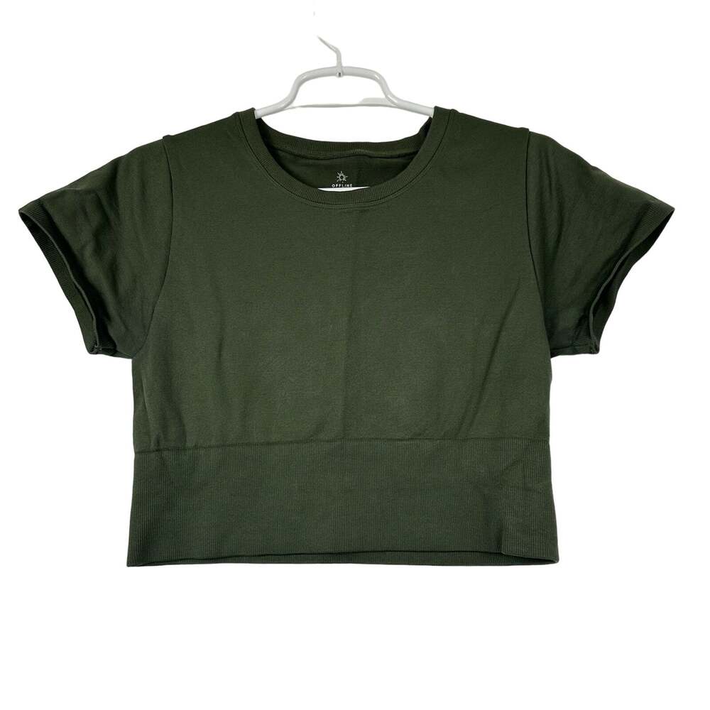 Offline by Aerie Sodewalk seamless cropped Shirt Green Large